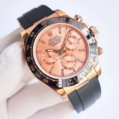 Clean Factory Luxury ROLEX Daytona Watch Rose Gold Black Ceramic Bezel 40mm Watch with Rubber Straps for Rolex